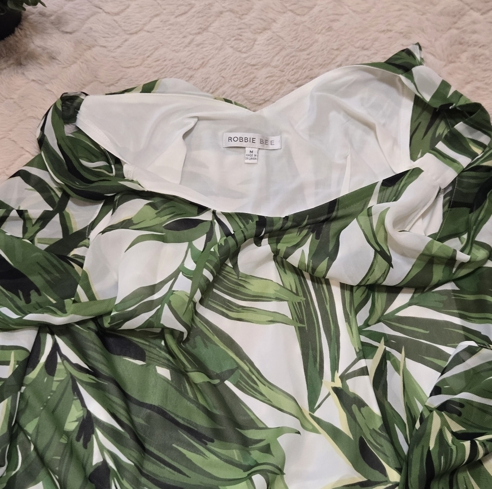 Robbie Bee Green Palm Tropical Flowy Long Dress, Size M - Picture 9 of 9